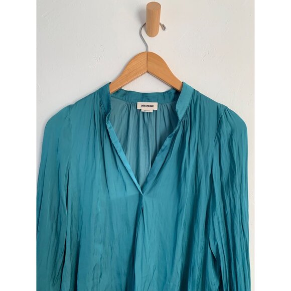 Zadig & Voltaire Women's Tink Satin Simple V-Neck Filament Blouse Sz XS - Picture 7 of 7